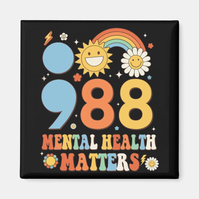Retro Groovy 988 Mental Health Problems Suicide Pr Magnet (Vorne)