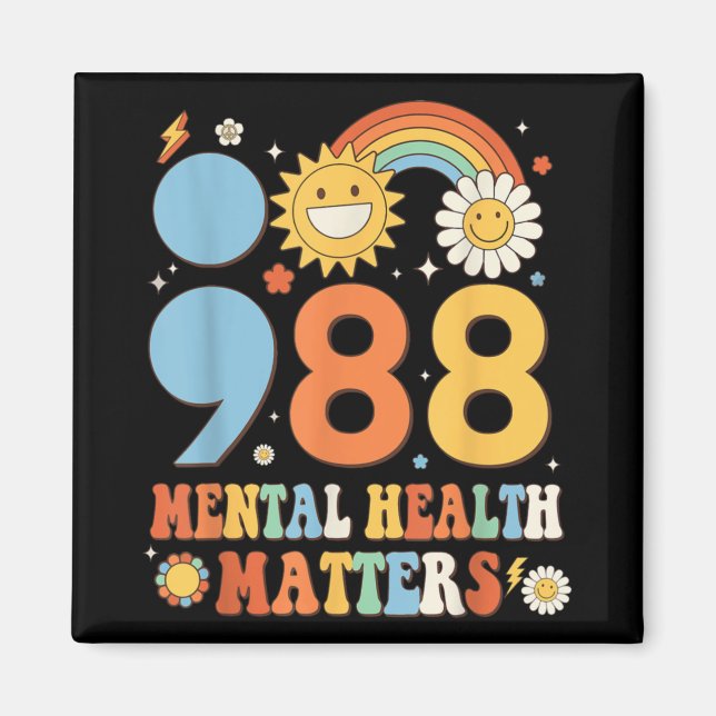 Retro Groovy 988 Mental Health S Suicide Preventio Magnet (Vorne)