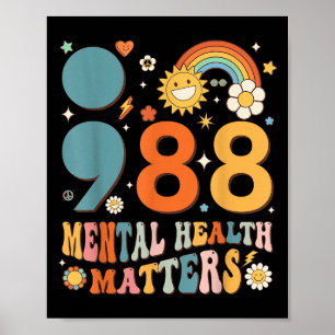 Retro Groovy 988 Psychische Gesundheit S Suizidprä Poster