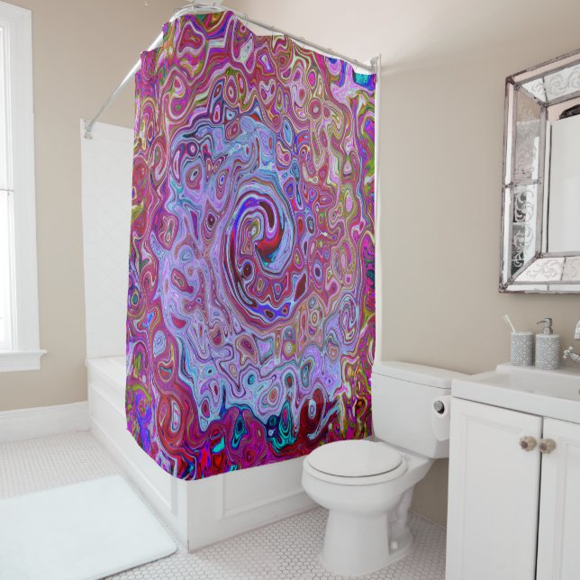 Retro Groovy Abstrakt Lavender und Magenta Swirl Duschvorhang (Beispiel)