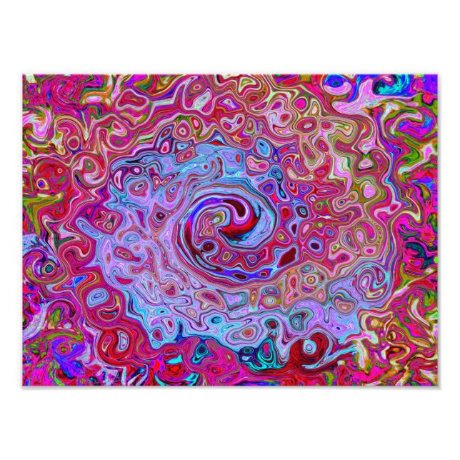Retro Groovy Abstrakt Lavender und Magenta Swirl Fotodruck (Vorne)