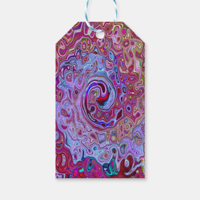 Retro Groovy Abstrakt Lavender und Magenta Swirl Geschenkanhänger (Vorderseite)