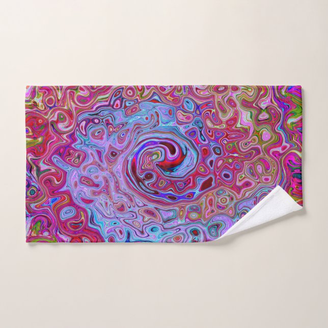 Retro Groovy Abstrakt Lavender und Magenta Swirl Handtuch (Handtuch)