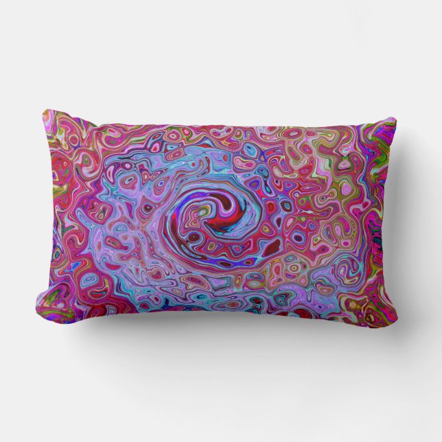 Retro Groovy Abstrakt Lavender und Magenta Swirl Lendenkissen (Vorderseite)
