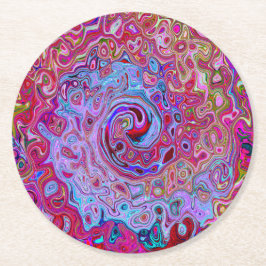 Retro Groovy Abstrakt Lavender und Magenta Swirl Runder Pappuntersetzer
