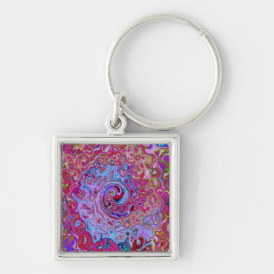 Retro Groovy Abstrakt Lavender und Magenta Swirl Schlüsselanhänger