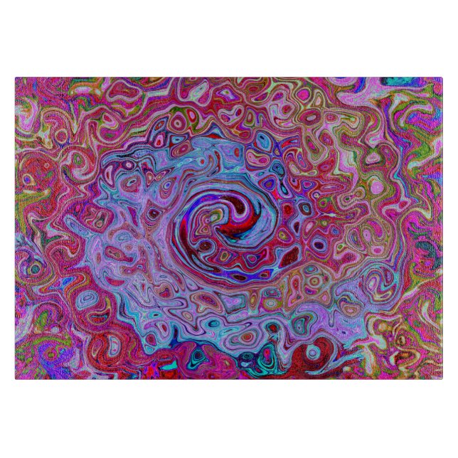 Retro Groovy Abstrakt Lavender und Magenta Swirl Schneidebrett (Vorderseite)
