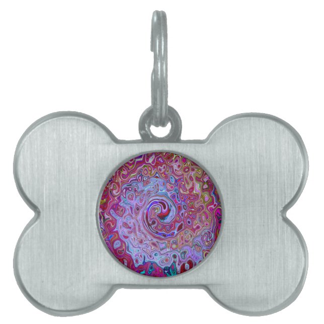 Retro Groovy Abstrakt Lavender und Magenta Swirl Tiermarke (Vorderseite)