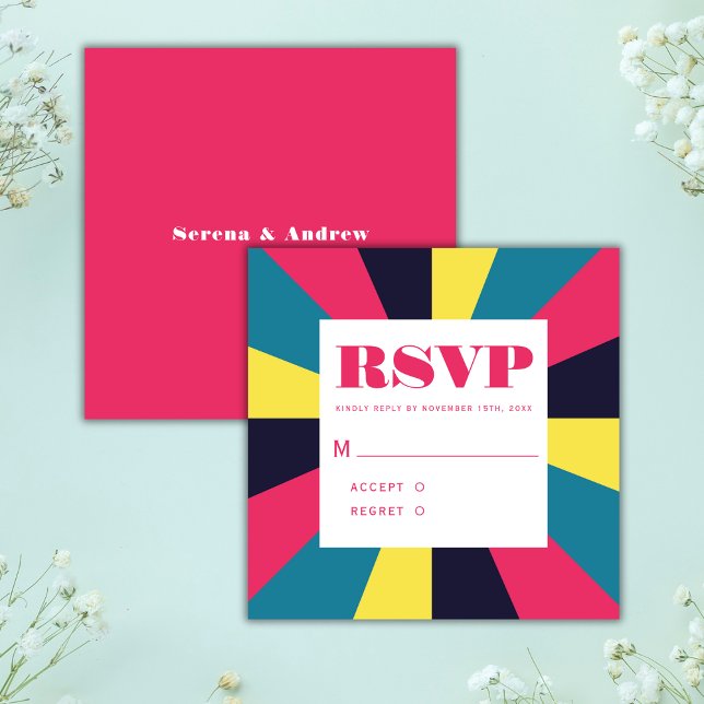 Retro Groovy Abstrakt Rainbow Wedding Begleitkarte (Von Creator hochgeladen)