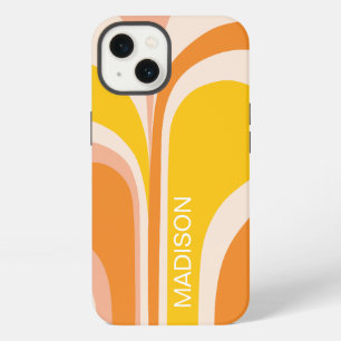 Retro Groovy Abstrakte Pfirsich Orange Gelbe Name iPhone 13 Hülle