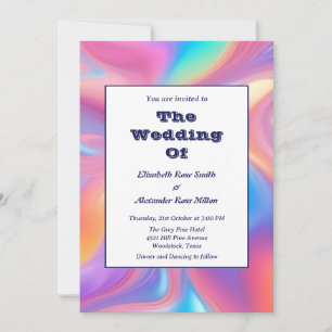 Retro Groovy abstrakte Wellen Einladung Hochzeit