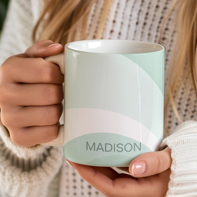 Retro Groovy Abstrakter Aquamariner grüner Creme I Kaffeetasse (Von Creator hochgeladen)