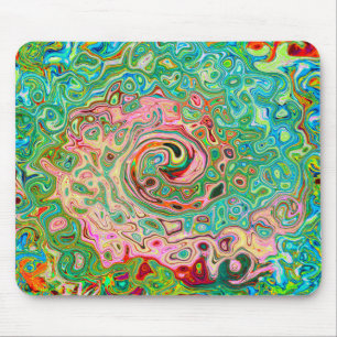 Retro Groovy Abstrakter Bunter Regenbogenwirbel Mousepad