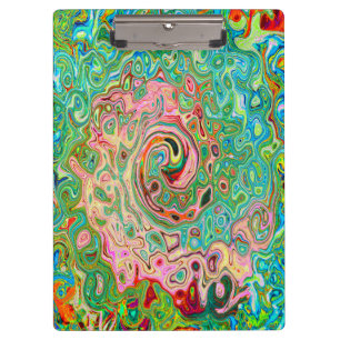 Retro Groovy Abstrakter Regenbogenwirbel Klemmbrett