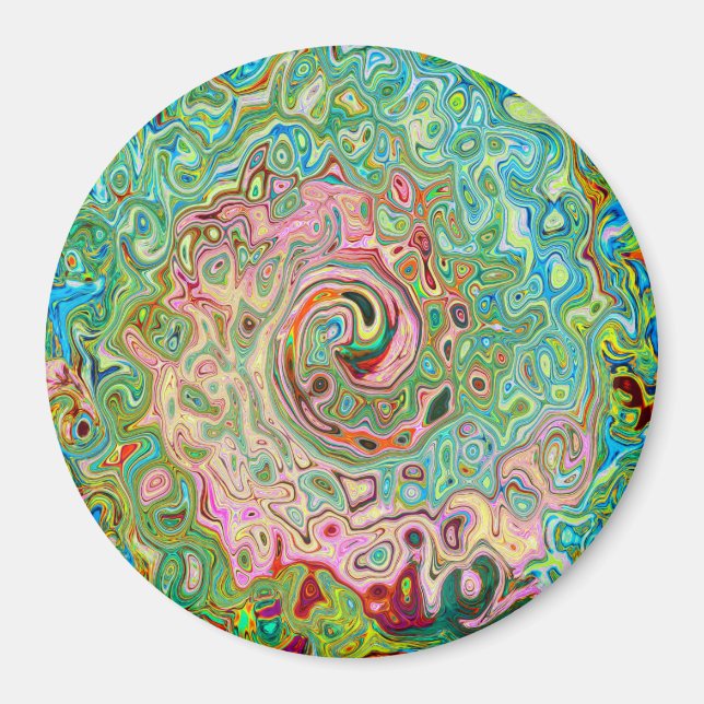 Retro Groovy Abstrakter Regenbogenwirbel Magnet (Vorne)