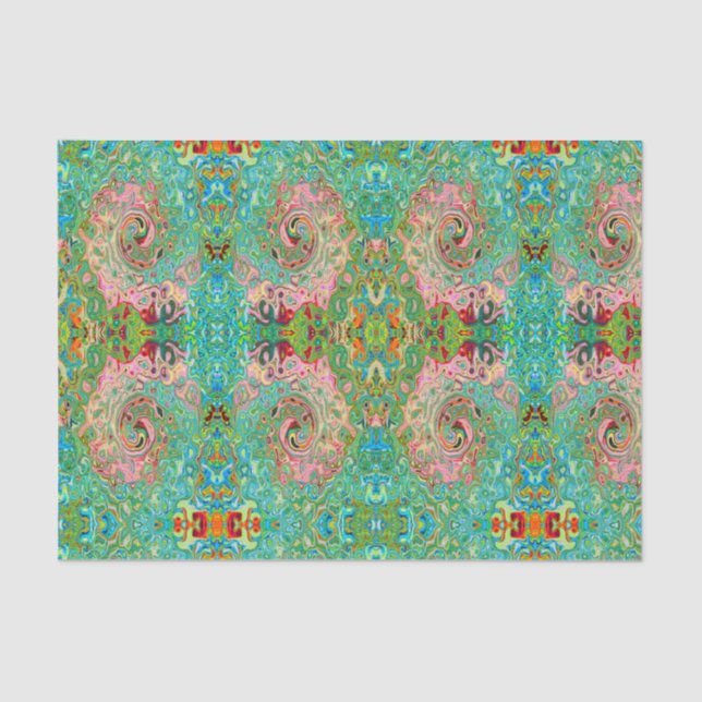 Retro Groovy Abstrakter Regenbogenwirbel Seidenpapier (Vorderseite)