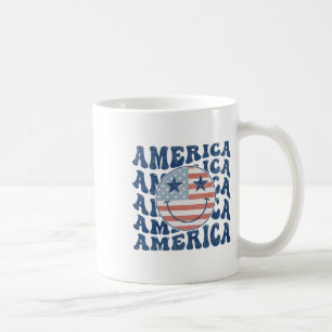 Retro Groovy America Usa Smile Face Patriotic 4. Kaffeetasse
