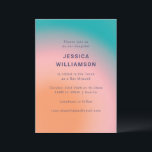 Retro Groovy Aquamarin Pink Orange Bat Mitzvah Einladung<br><div class="desc">Retro Groovy Aquamarin Pink Orange Abstrakt Bat Mitzvah Einladung</div>