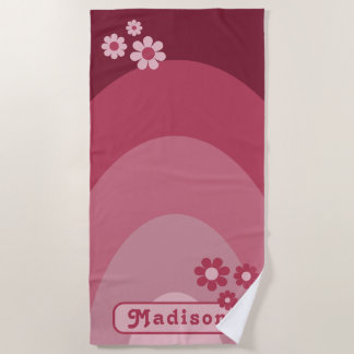 Retro Groovy Arch Daisy Personalisiert Strandtuch