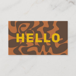 Retro Groovy Art Hello Mustard Yellow Brown Tan Visitenkarte
