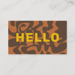 Retro Groovy Art Hello Mustard Yellow Brown Tan Visitenkarte