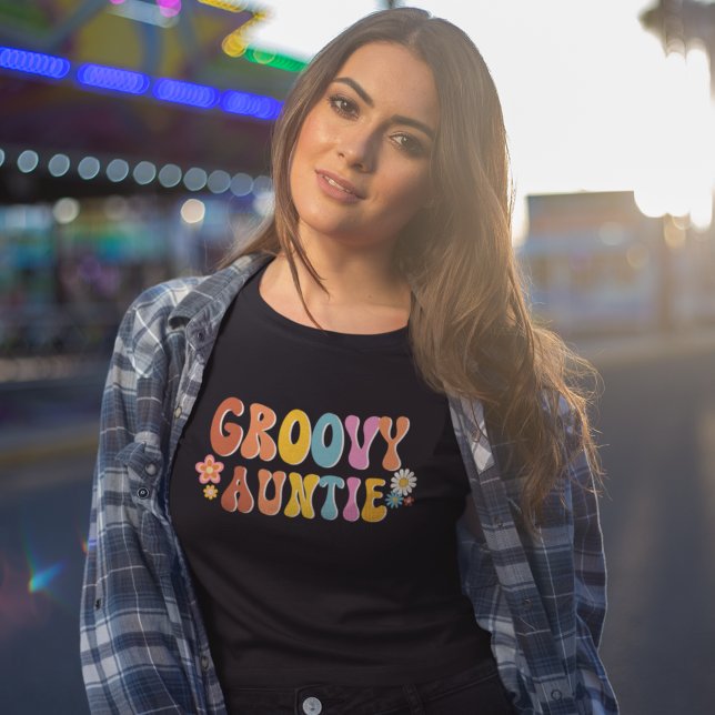 Retro Groovy Auntie 70er T-Shirt (Von Creator hochgeladen)