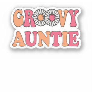 Retro Groovy Auntie Matching Family Aufkleber