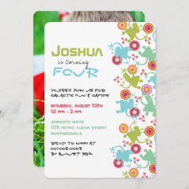 Retro Groovy Außerirdischen Kinder Foto Geburtstag Einladung