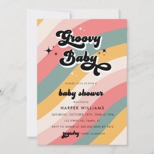 Retro Groovy Baby Dusche Einladung