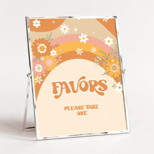 Retro Groovy Baby Hippy Favors Podestzeichen Sockelschild