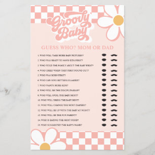 Retro Groovy Baby Rate mal, wer Baby Shower Spiel Flyer