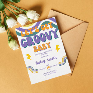 Retro Groovy Baby Shower Einladung 70er 80er Mädch