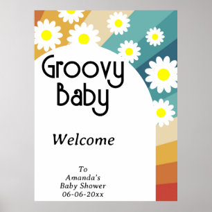 Retro Groovy - Baby shower party Poster