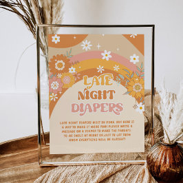 Retro Groovy Baby Spate night diapers game Poster
