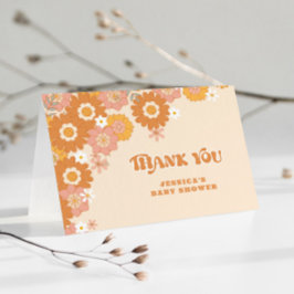 Retro Groovy Babydusche Dankeskarte