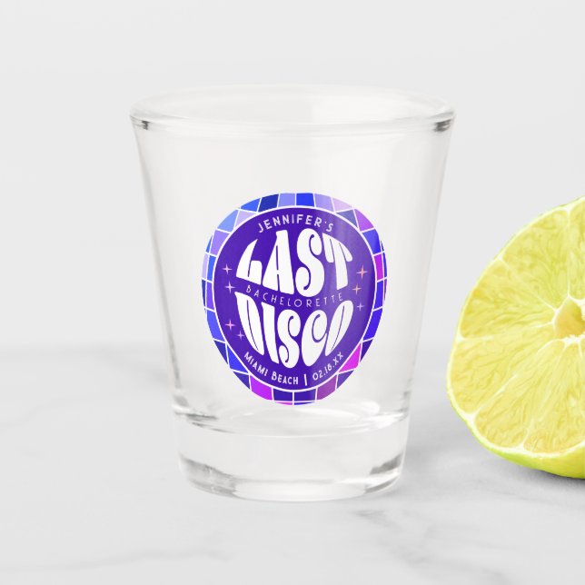 Retro Groovy Bachelorette Party Schnapsglas (Vorderseite)