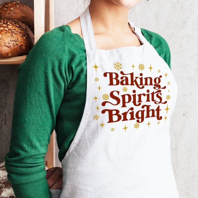 Retro Groovy Baking Spirituosen Helle Weihnachten Schürze (Retro Groovy Baking Spirits Bright Christmas Adult Apron
)