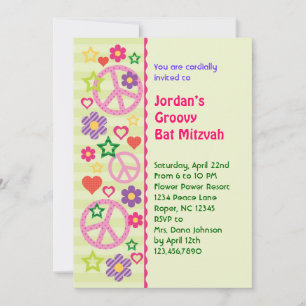 Retro Groovy Bat Mitzvah Einladung