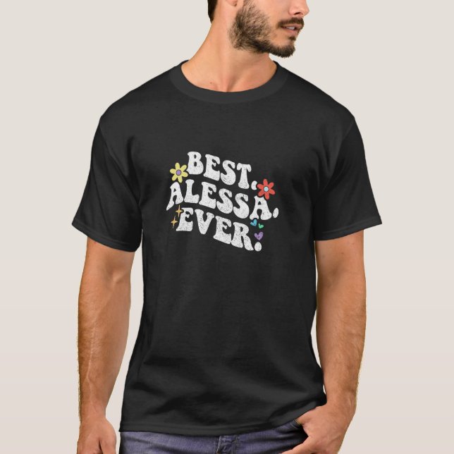 Retro Groovy Best ALESSA je Muttername T-Shirt (Vorderseite)