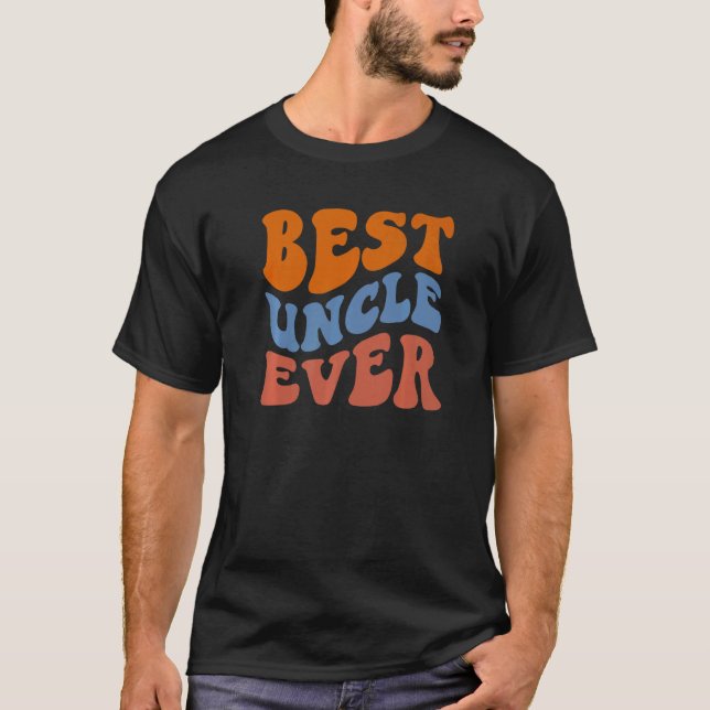 Retro Groovy Best Uncle Ever Wavy Hippie Boho 70er T-Shirt (Vorderseite)