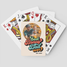 Retro Groovy Bester Bonus Vater je Foto Vatertag Spielkarten