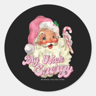 Retro Groovy Big Nick Santa Energie Pink Santa Chr Runder Aufkleber