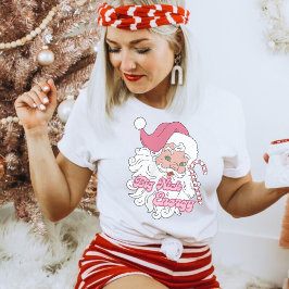 Retro Groovy Big Nick Santa Energy Pink Santa Xmas T-Shirt