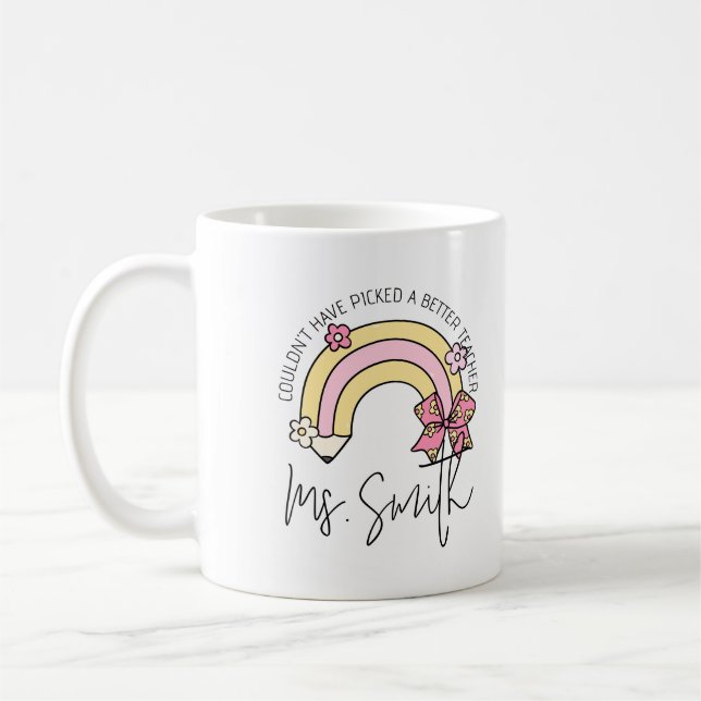 Retro Groovy Bleistift Regenbogen Lehrer Anerkennu Kaffeetasse (Links)