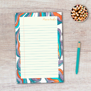 Retro Groovy Blue Lined School Notebook Paper Post-it Klebezettel
