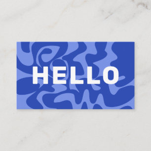 Retro Groovy Blue White Squiggles Hallo Visitenkarte
