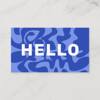 Retro Groovy Blue White Squiggles Hallo Visitenkarte
