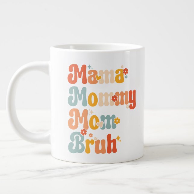 Retro Groovy Blume Mutter-Tag-Foto Jumbo-Tasse (Links)