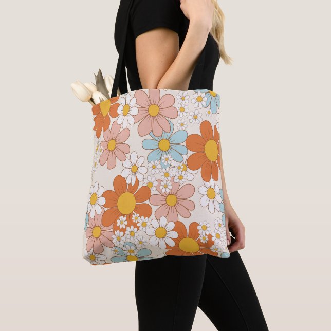 Retro Groovy Blumen-Daisy-Nahtloses Muster (Von Nahem)