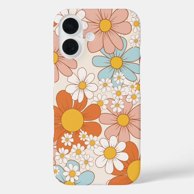 Retro Groovy Blumen-Daisy-Nahtloses Muster Case-Mate iPhone Hülle (Rückseite)